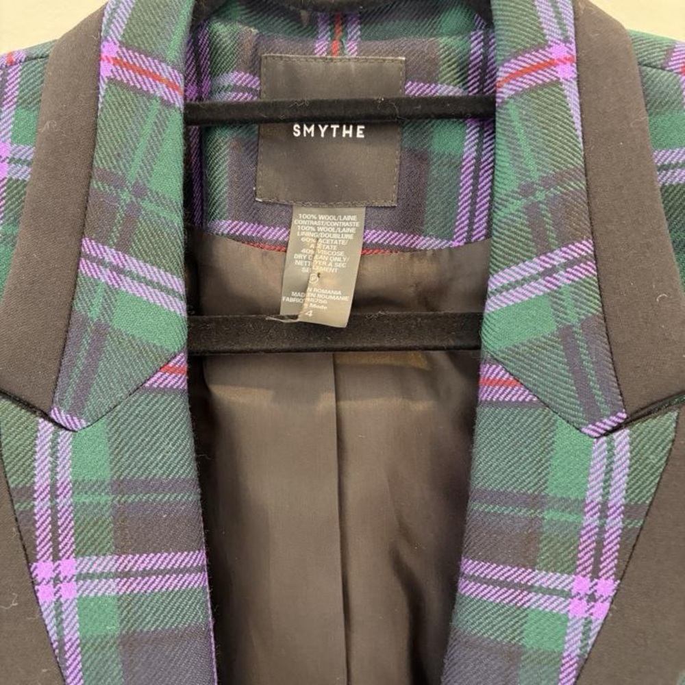 Smythe Green & Purple Plaid Tailored Blazer - Picture 3 of 4